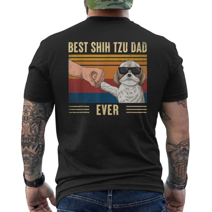 Vintage Best Shih Tzu Dad Ever Fist Bump Dog Fathers Day Gift For Mens Mens Back Print T-shirt