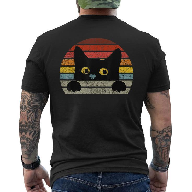 Vintage Black Cat Retro Style For Cat Lover Cat Mom Cat Dad Men's T-shirt Back Print