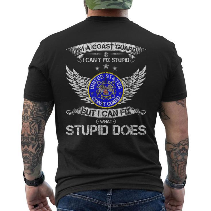 Vintage Im A Coast Guard Veteran I Can Fix What Stupid Does Men's T-shirt Back Print