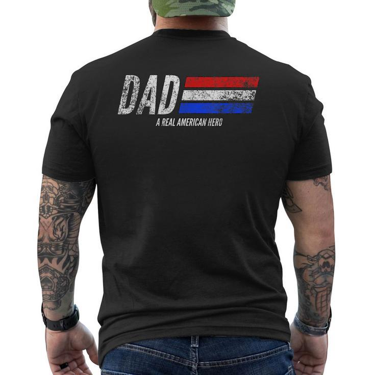 Vintage Dad A Real American Hero Distressed American Flag Men's T-shirt Back Print