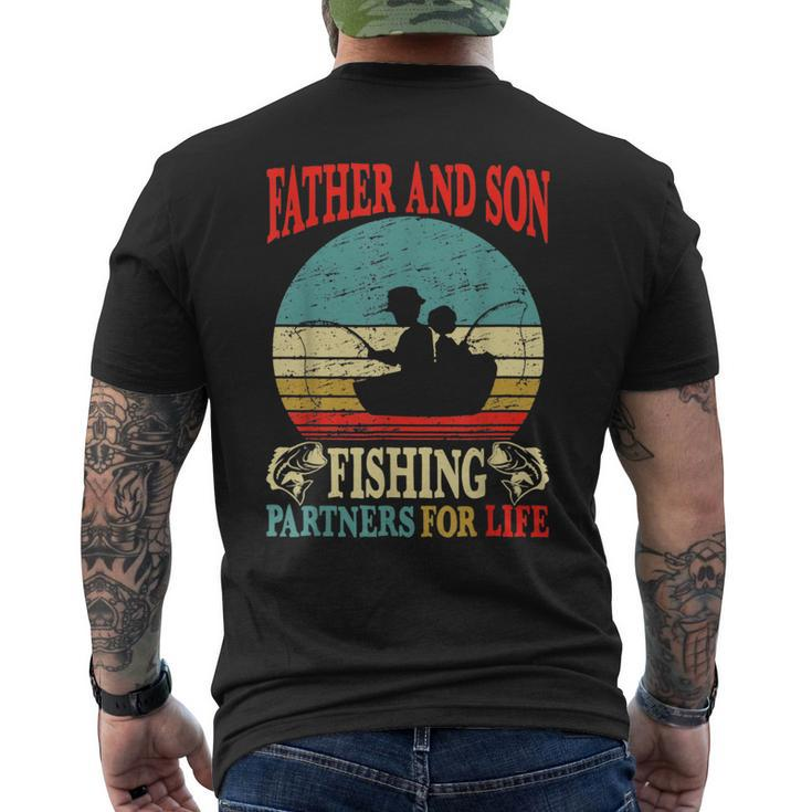 Vintage Father Son Fishing Partners For Life Dad Matching Men's T-shirt Back Print