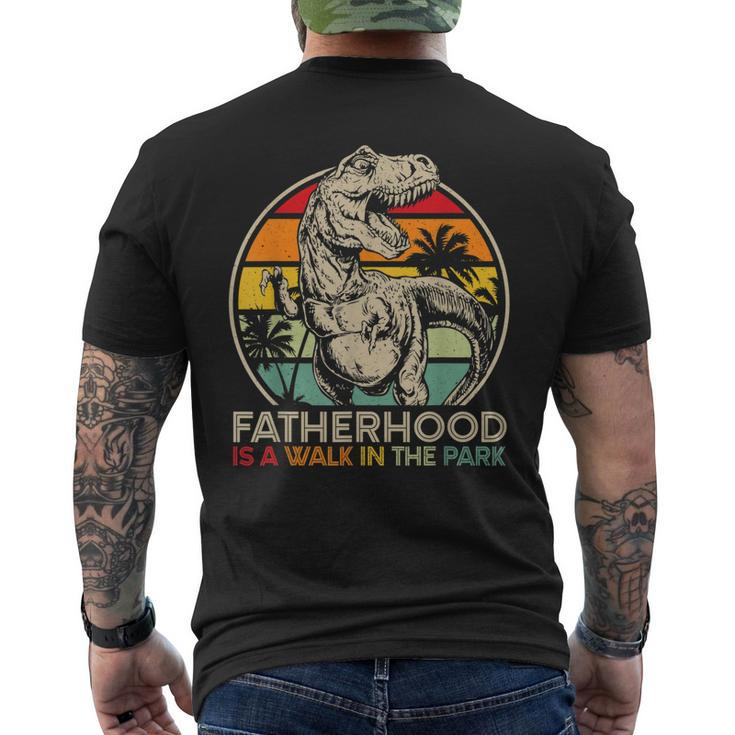 Mens Vintage Fatherhood Is A Walk In The Park Dad T Rex Dinosaur Men's T-shirt Back Print