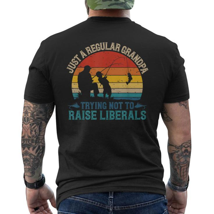 Mens Vintage Fishing Regular Grandpa Trying Not To Raise Liberals Men's T-shirt Back Print