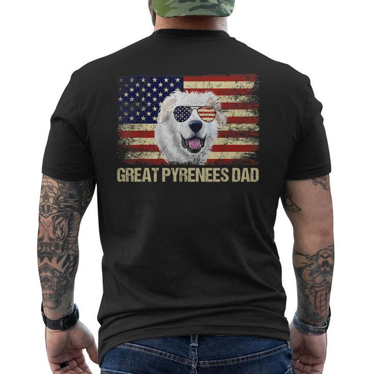 Vintage Great Pyrenees Dad American Flag Usa 4Th Of July Men's T-shirt Back Print