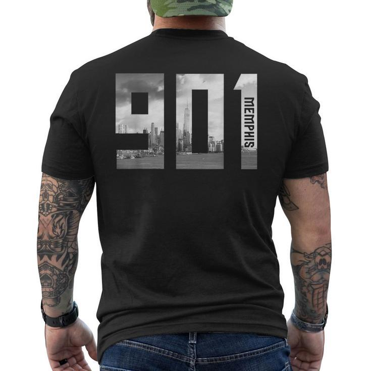 Vintage Memphis Tennessee 901 Area Code Skyline Men's Back Print T-shirt