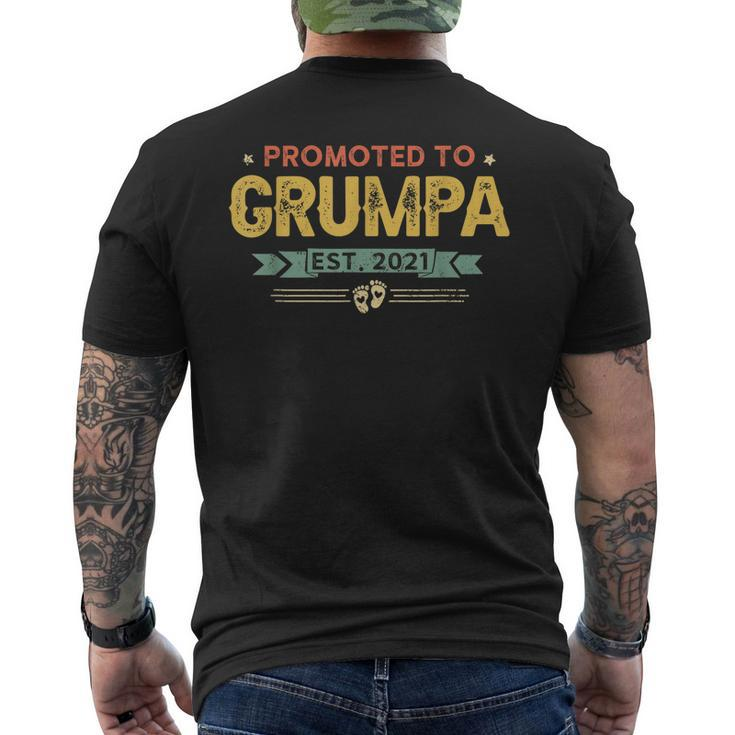 Vintage New Grandpa Promoted To Grumpa Est2021 New Baby Mens Back Print T-shirt