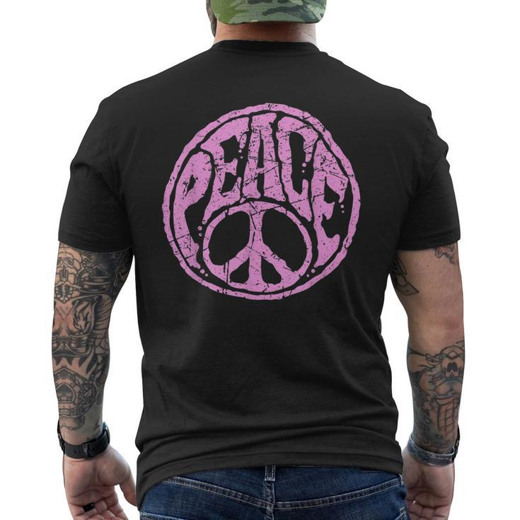 Vintage Pink Peace Sign 60S 70S Hippie Retro Peace Symbol Men's Back Print T-shirt
