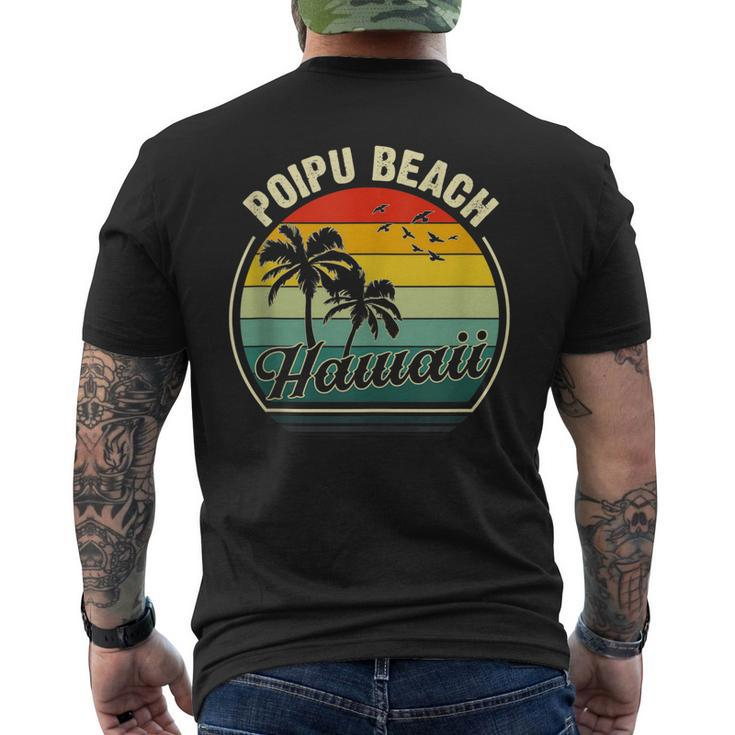 Vintage Poipu Koloa Kauai Beach Summer Vacation Sunset Palm Men's T-shirt Back Print
