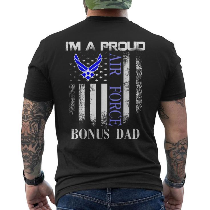 Vintage Im A Proud Air Force Bonus Dad With American Flag Men's T-shirt Back Print