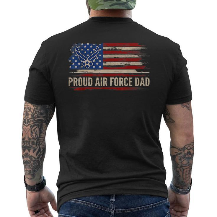 Vintage Proud Air Force Dad American Flag Veteran Men's T-shirt Back Print