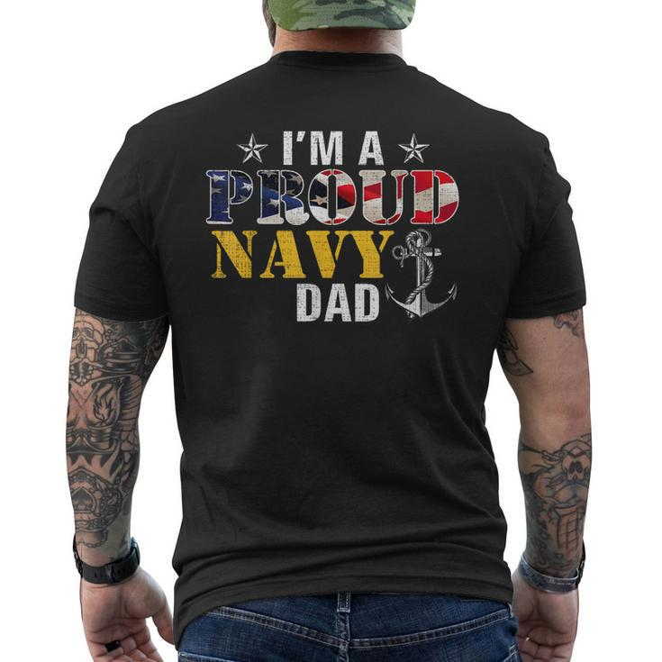 Vintage Im A Proud Navy With American Flag For Dad Men's T-shirt Back Print