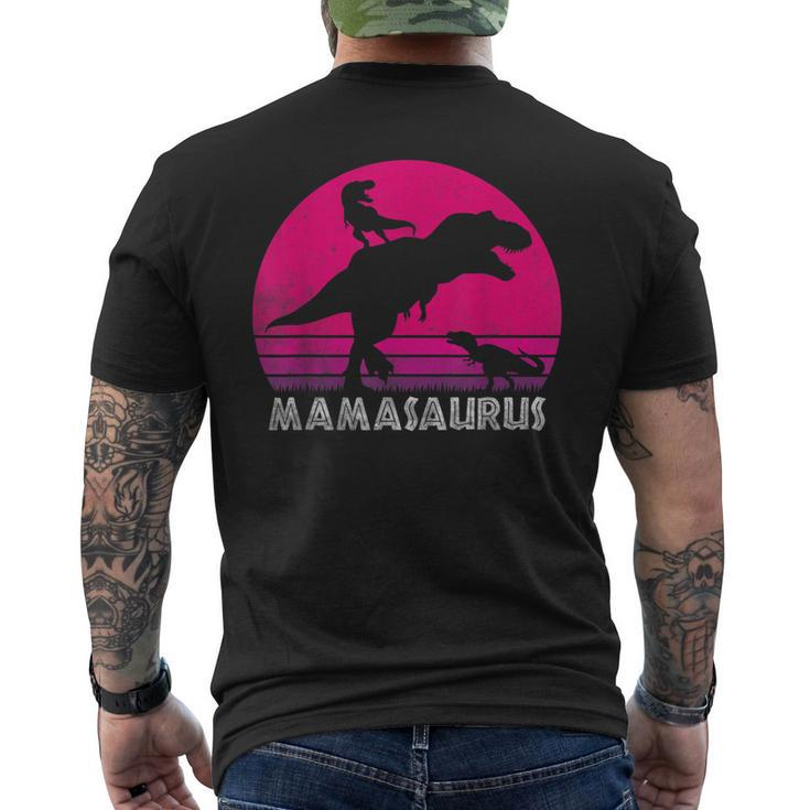 Vintage Retro 2 Kids Mamasaurus Sunset For Mother Men's T-shirt Back Print