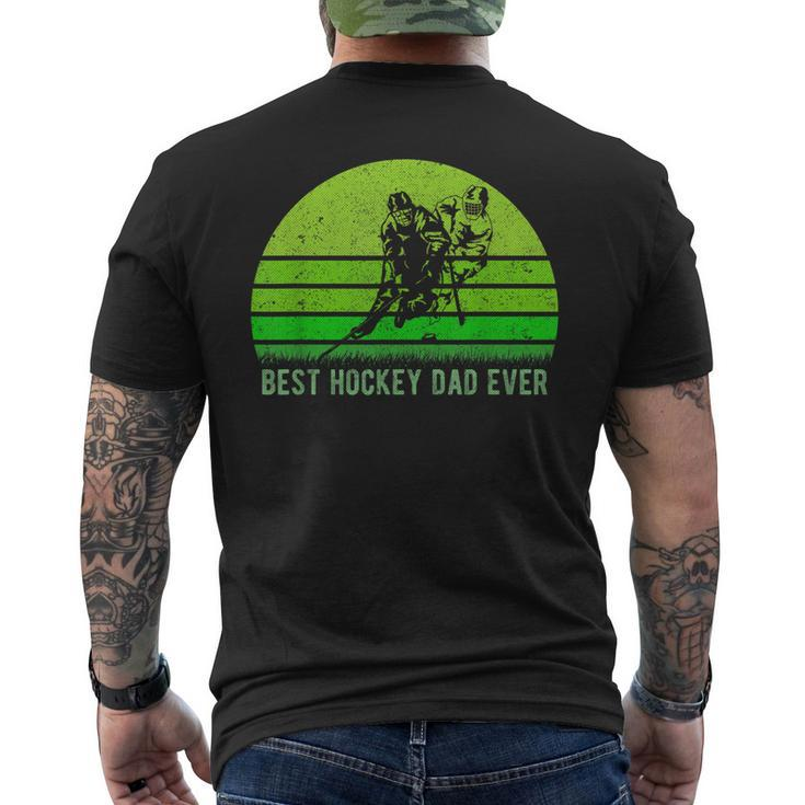 Vintage Retro Best Hockey Dad Ever DadFathers Day Men's Back Print T-shirt