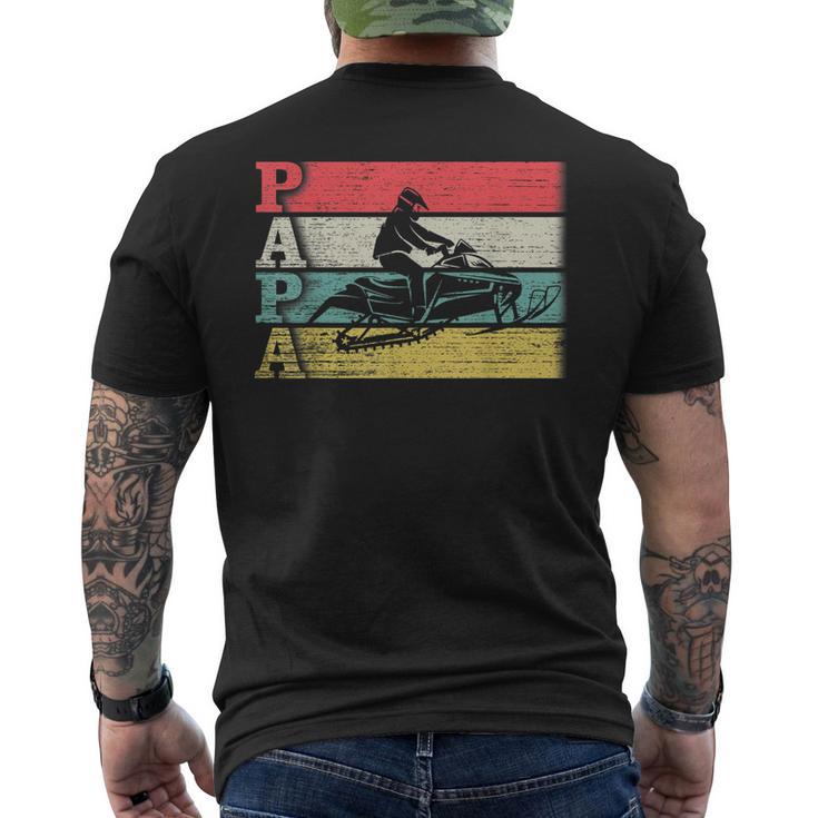 Vintage Retro Snowmobile Papa Snowmobiling Silhouette Men's T-shirt Back Print