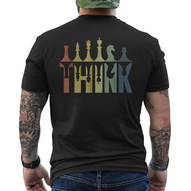Vintage Retro Think Chess Pieces Chess Coach Players Men's T-shirt Back Print