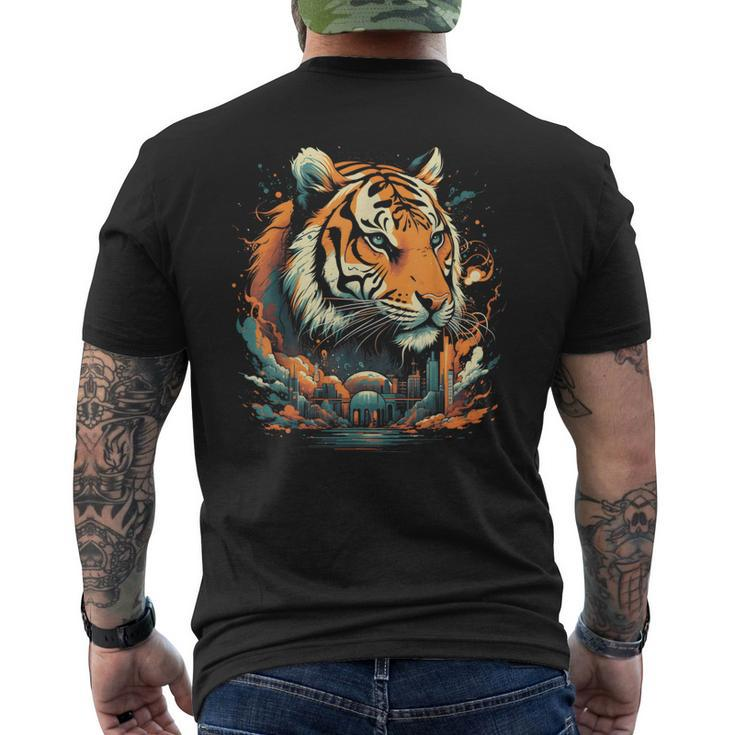 Vintage Retro Tiger Wild Cat Lover Graphic Men's T-shirt Back Print