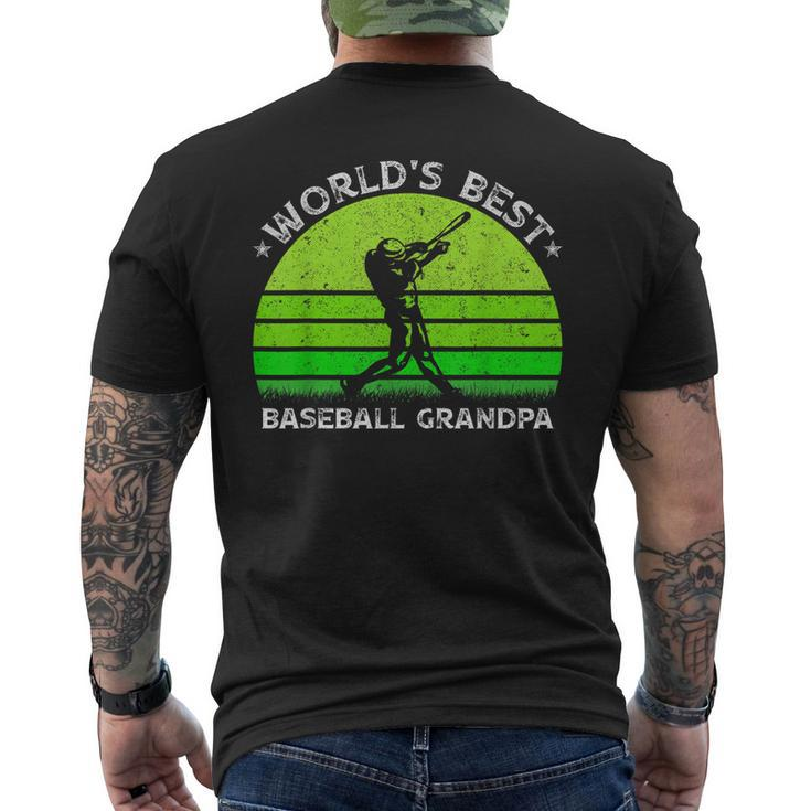 Vintage Retro Worlds Best Baseball Grandpa Silhouette Men's Back Print T-shirt