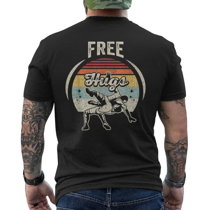 Vintage Retro Wrestling Free Hugs Wrestling Men's Back Print T-shirt