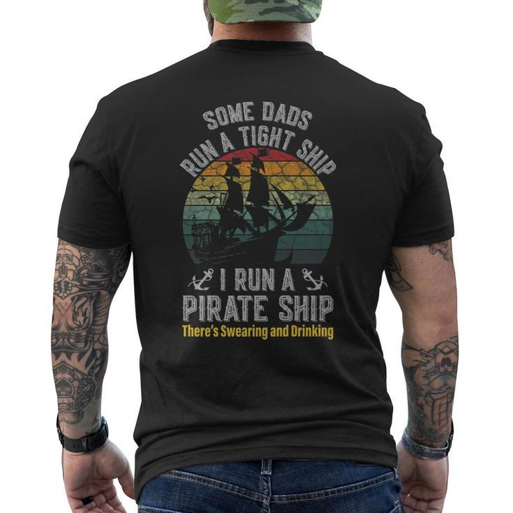 Vintage I Run A Pirate Ship Dad Mom Family Matching Father Men's T-shirt Back Print