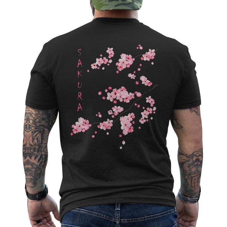 Vintage Sakura Cherry Blossom Japanese Graphical Art Men's T-shirt Back Print