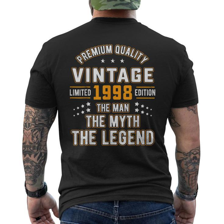 Vintage The Man Myth Legend 1998 24Th Birthday 24 Years Old Gift For Mens Mens Back Print T-shirt