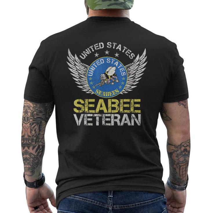 Vintage United States Navy Seabee Veteran Gift Us Military Mens Back Print T-shirt