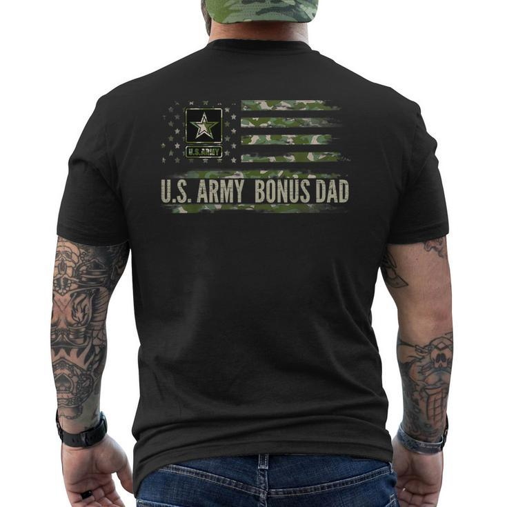 Vintage US Army Bonus Dad With Camo American Flag Veteran Men's T-shirt Back Print