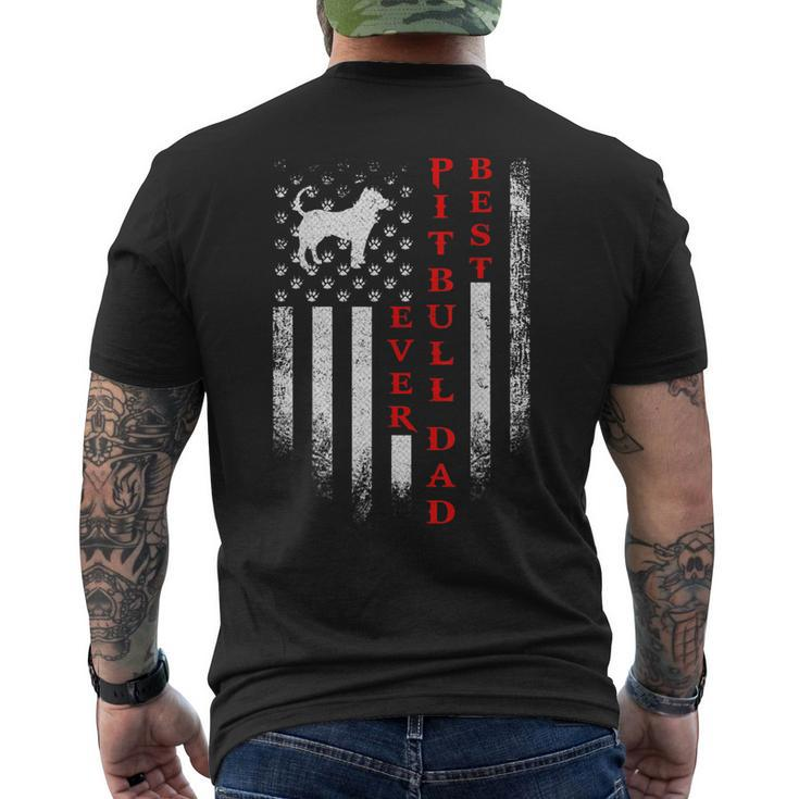 Vintage Usa American Flag Best Pit Bull Pitbull Dog Dad Ever Men's Back Print T-shirt