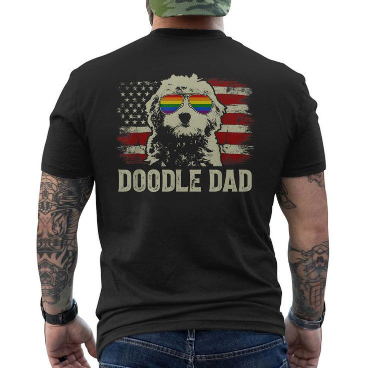 Vintage Usa American Flag Doodle Dad Lgbt Gay Pride Men's T-shirt Back Print