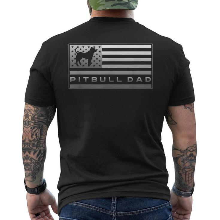 Vintage Usa American Flag Proud Pitbull Dog Dad Silhouette Men's T-shirt Back Print