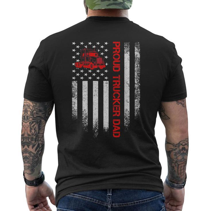 Vintage Usa American Flag Proud Trucker Truck Driver Dad Mens Back Print T-shirt