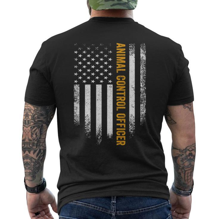 Vintage Usa Animal Control Officer American Flag Patriotic Men's T-shirt Back Print