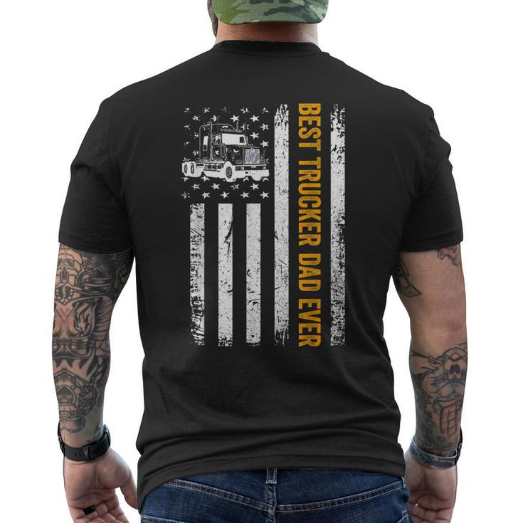 Vintage Usa Best Trucker Dad Ever American Flag Fathers Day V2 Men's T-shirt Back Print