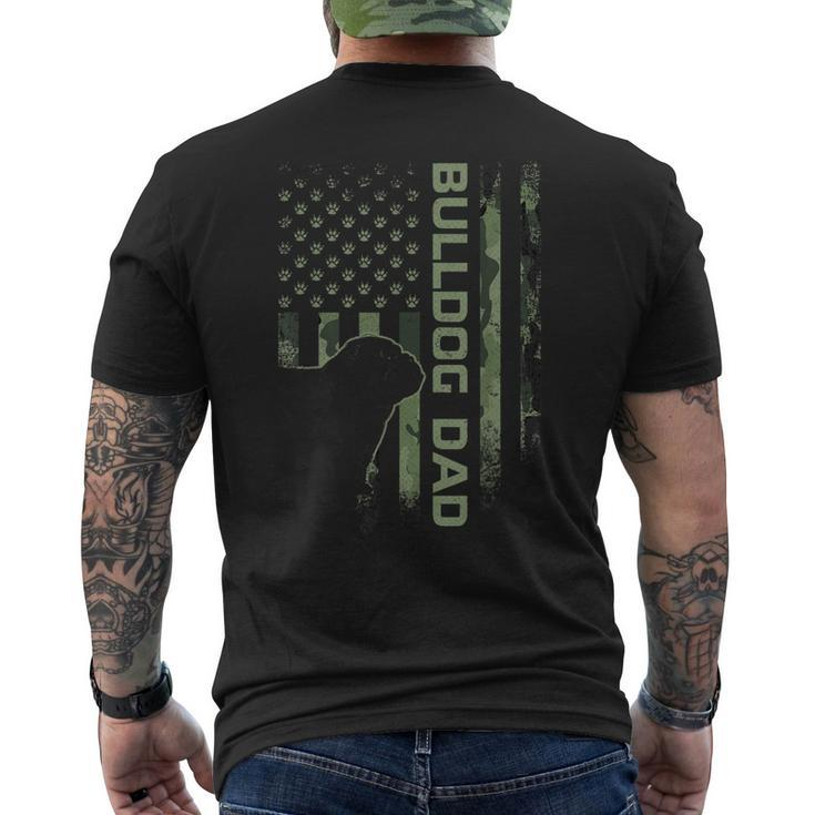 Vintage Usa Camo Flag Proud English Bulldog Dad Silhouette Men's T-shirt Back Print