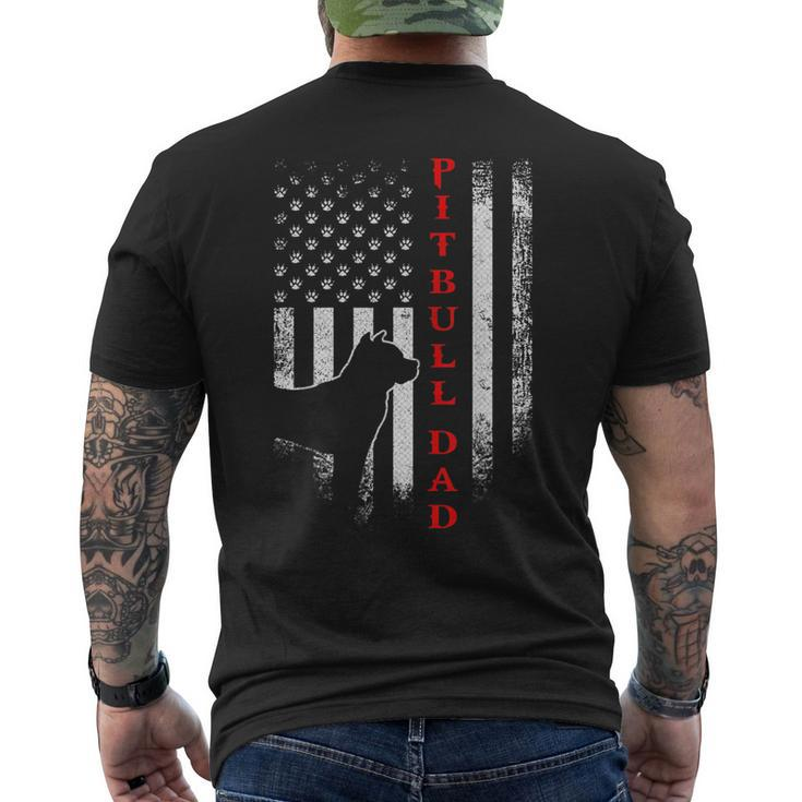 Vintage Usa Flag Proud Pitbull Pit Bull Dog Dad Silhouette Men's T-shirt Back Print