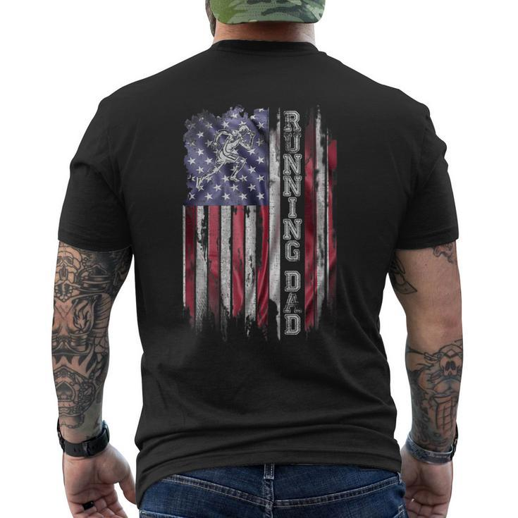Vintage Usa Flag Proud Running Dad Runner Silhouette Men's T-shirt Back Print