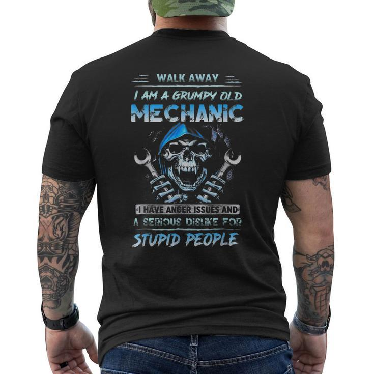 Walk Away I Am A Grumpy Old Mechanic I Have Anger Issues Men's Back Print T-shirt