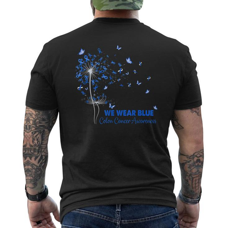 We Wear Bluecolon Cancer Awareness Butterfly Men's Back Print T-shirt