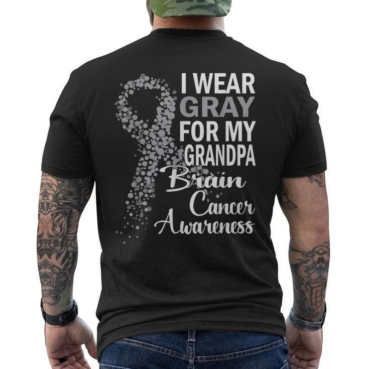 I Wear Gray For My Grandpa Brain Cancer Awareness Family Men's Back Print T-shirt