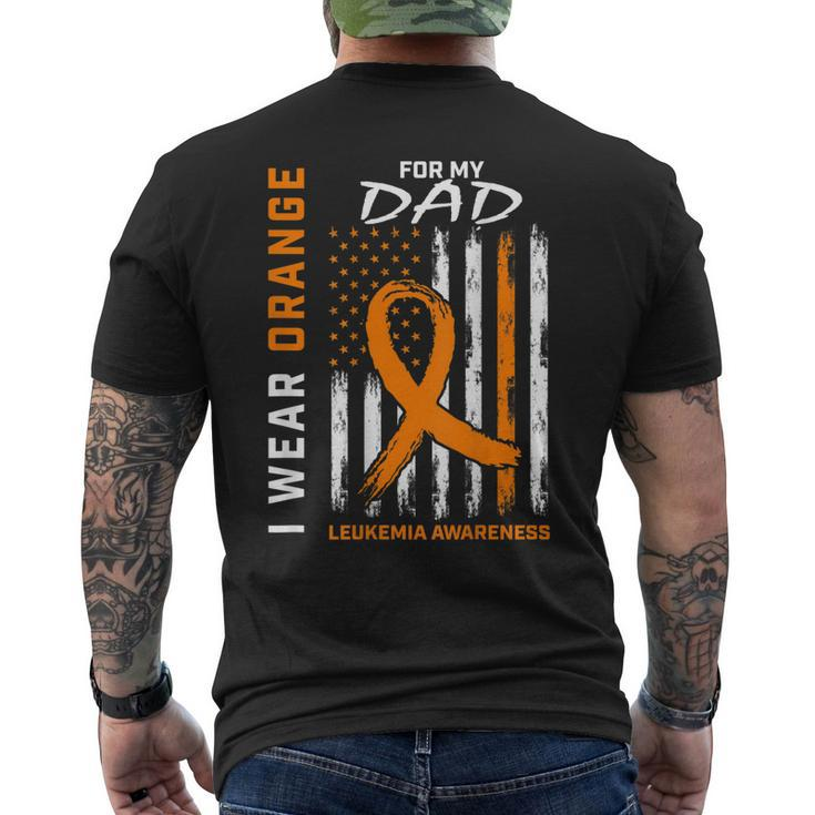 I Wear Orange For My Dad Leukemia Awareness American Flag Men's T-shirt Back Print