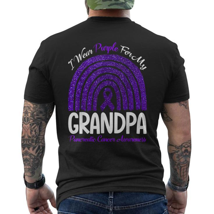 I Wear Purple For My Grandpa Pancreatic Cancer Rainbow Men's Back Print T-shirt