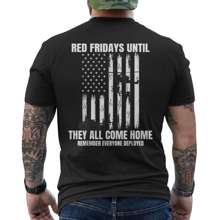 Wear Red On Fridays Military Remember Everyone Deployed Flag Men's Back Print T-shirt