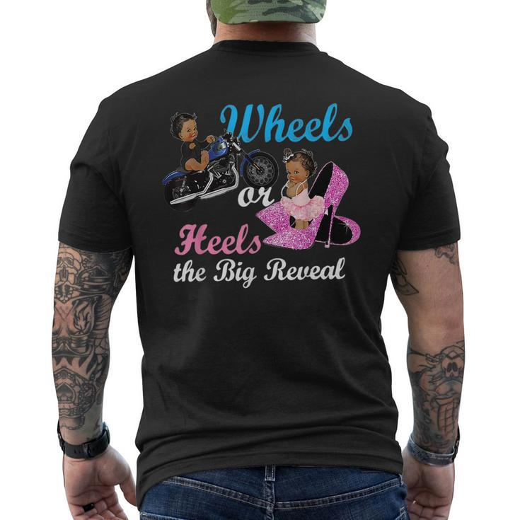 Wheels Or Heels The Big Reveal Team Girl Gender Reveal Men's Back Print T-shirt
