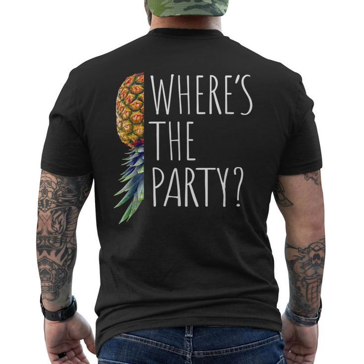 Wheres The Party Upside Down Pineapple Swinger Men's Back Print T-shirt