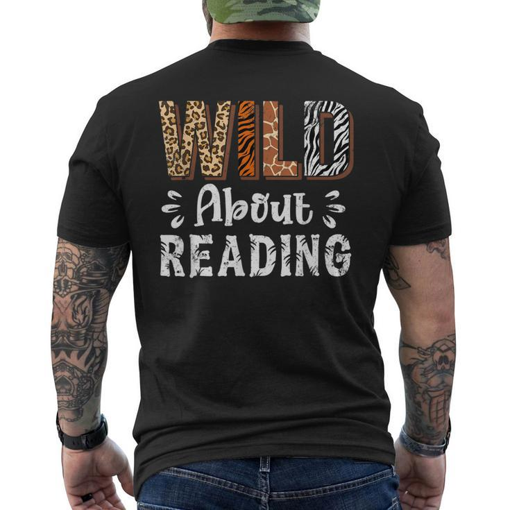 Wild About Reading Books Reader Lover Animals Leopard Zebra Men's Back Print T-shirt