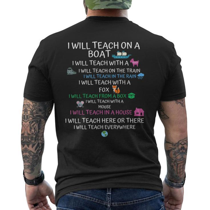 I Will Teach On A Boat A Goat I Will Teach Everywhere Men's T-shirt Back Print