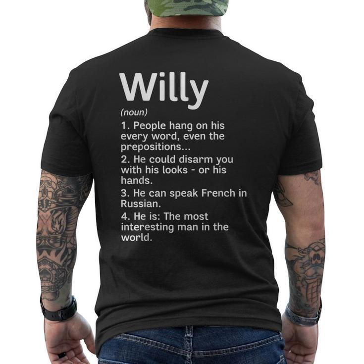 Willy Name Definition Meaning Interesting Men's T-shirt Back Print