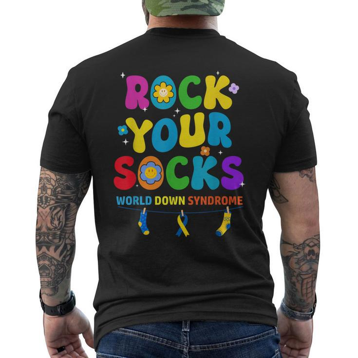 World Down Syndrome Day Rock Your Socks Awareness Men's Back Print T-shirt