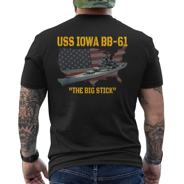 World War Ii Warship Uss Iowa & Ww2 Bb-61 Battleship Veteran Men's T-shirt Back Print