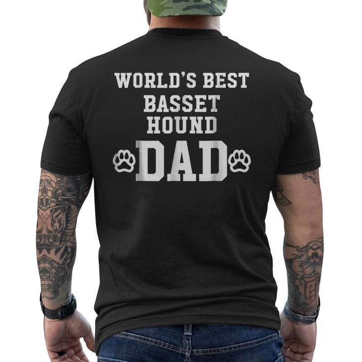 Worlds Best Basset Hound Dad Dog Lover Pawprint Men's Back Print T-shirt